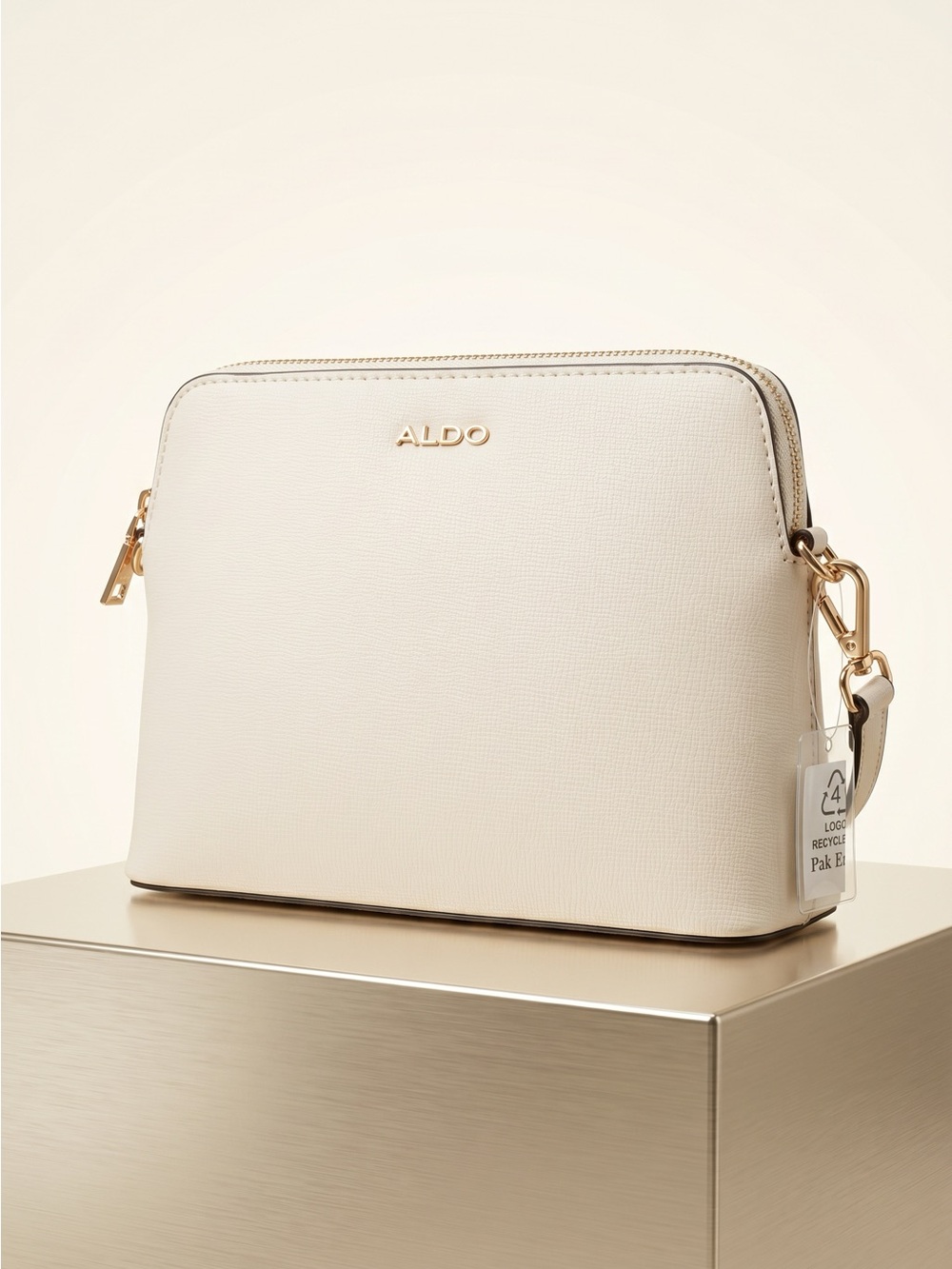ALDO Ivory Crossbody Bag with Gold Hardware
